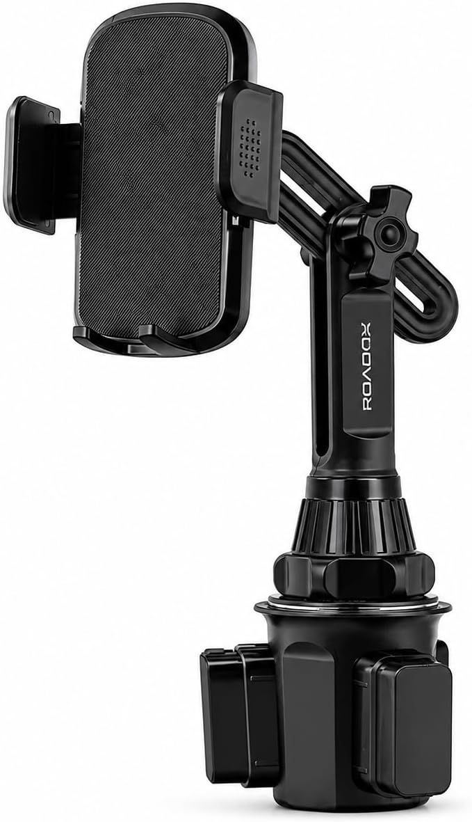 3-in-1 Cup Holder Phone Mount with Dual-Head Extended Arm, R606A1 | Magnetic & Clamp, 360° Rotatable, Tall Cup Design, iPhone Android GPS Compatible