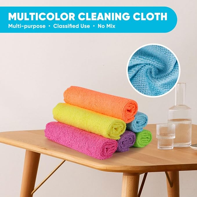Orighty Microfiber Cleaning Cloth Bulk, 50 Pack Cleaning Rags 12x11 inch | Reusable Microfiber Towels for Cars, Ultra-Soft & Absorbent Lint Free Cloths for House, Kitchen