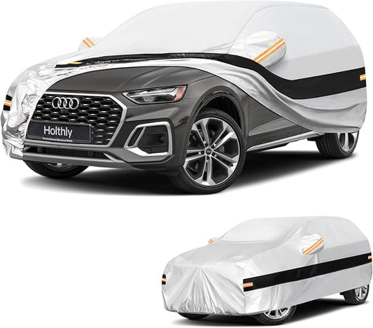 10 Layers SUV Car Cover Custom Fit for Audi Q5 (2008-2026), Waterproof All Weather for Automobiles, Outdoor Full Cover Sun Dust Rain Protection with Cotton. Silver
