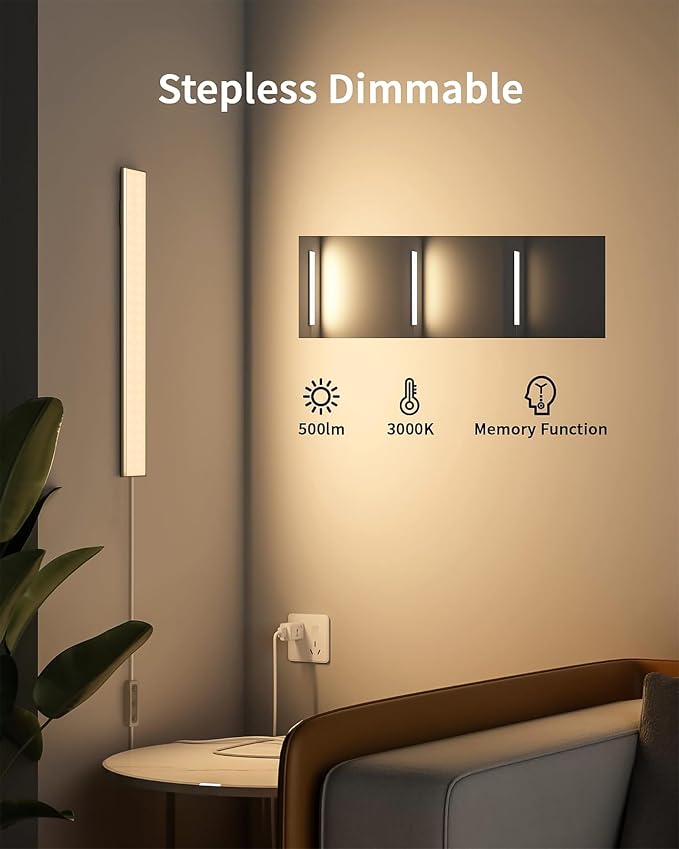 ASOKO Under Cabinet Lights, Upgrade 16inch LED Closet Light with Dimmable 3000K Warm White and Memory Function, Plug-in Under Counter Lights for Kitchen/Desk/Shelf/Workbench/Display Case/Room | ASOKO 16" Under Cabinet LED Light, Dimmable 3000K Plug in ...