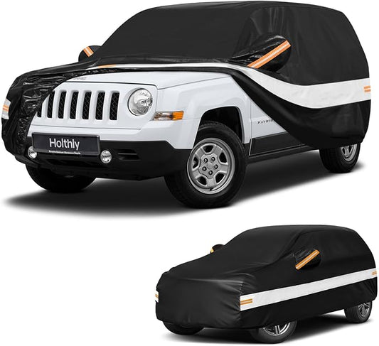10 Layers SUV Car Cover Custom Fit for Jeep Patriot (2006-2017), Waterproof All Weather for Automobiles, Outdoor Full Cover Sun Dust Rain Protection with Cotton. Black