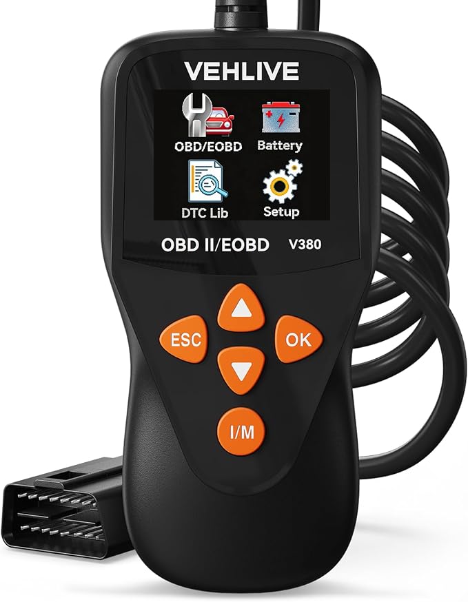V380 Color OBD2 Scanner Diagnostic Tool, Car Code Reader for Check Engine Light, Read Codes, DTC Lookup, I/M Readiness, Live Data, Battery Voltage Check for 1996+ Gas Cars