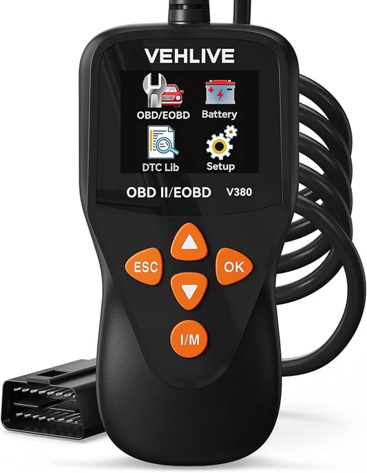 V380 Color OBD2 Scanner Diagnostic Tool, Car Code Reader for Check Engine Light, Read Codes, DTC Lookup, I/M Readiness, Live Data, Battery Voltage Check for 1996+ Gas Cars