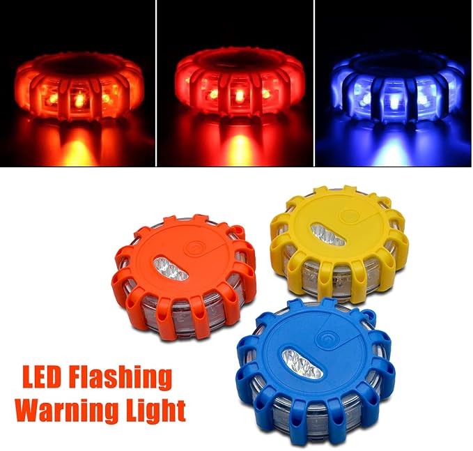 MACHSWON 3Pc LED Road Flares Flashing Warning Light Roadside Flare Emergency Roadside Road Flares Flashing Warning Light Roadside Car Boat Truck bright NEW