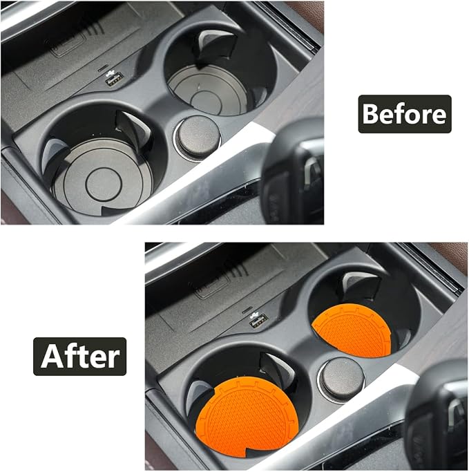 Car Cup Holder Coaster, 4 Pack 2.75 Inch Diameter PVC Non-Slip Universal Insert Coaster, Durable, Suitable for Most Car Interior, Car Accessory for Women Men Orange