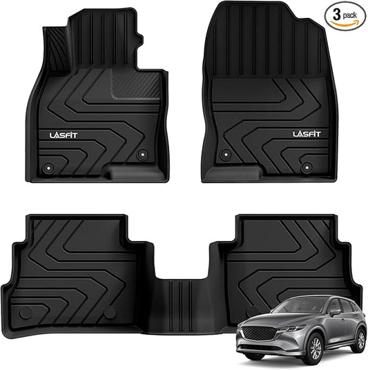 LASFIT Floor Mats Fit for Mazda CX5 2025 2024 2023 2022 2021 2020 2019 2018 2017 Custom Fit TPE All Weather Floor Liners 1st & 2nd Row Car Mats for Mazda CX-5, Black