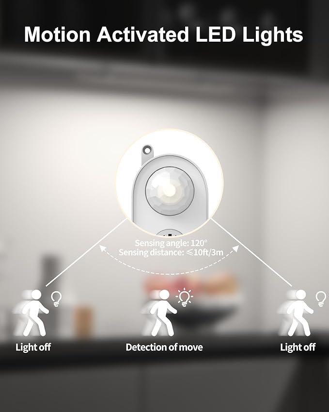 ASOKO Motion Sensor Dimmable Led Under Cabinet Light, 12" Daylight White | ASOKO Motion Sensor Dimmable Led Under Cabinet Light, 12" Plug in Daylight White 4500K Bar for Kitchen Closet