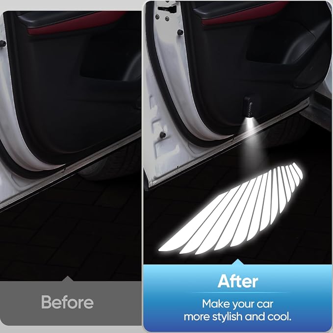 2 PCS Car LED Angel Wing Car Door Light Logo Projector Car Brand Logo LED Ghost Shadow Light Projector car Open Door Light car Welcome Light car Door Projector Lights (Angel Wings)