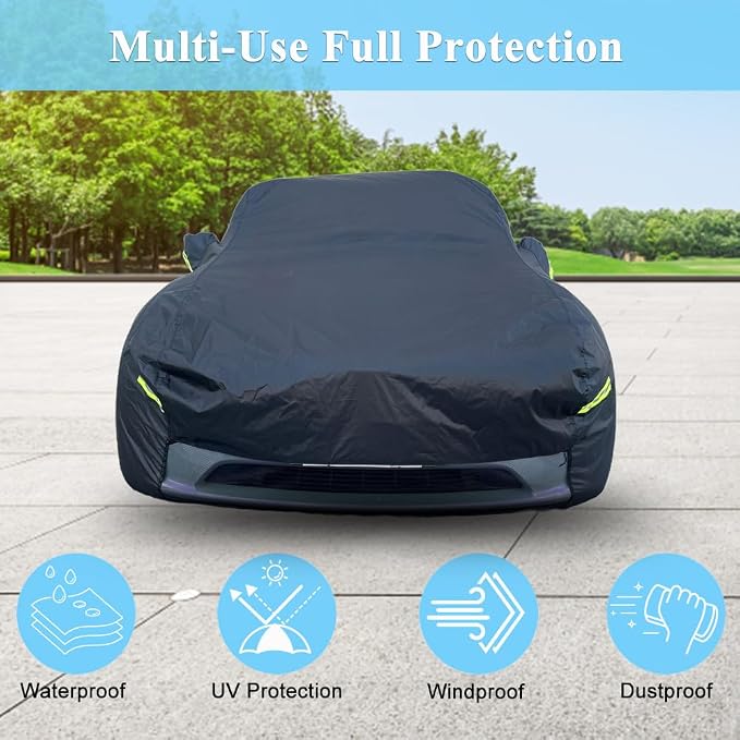 Car Cover for Tesla Model Y Waterproof Outdoor Cover | Custom Fit, All Weather Protection, Charge Port Opening, Door Zipper Design, Windproof, UV Protection