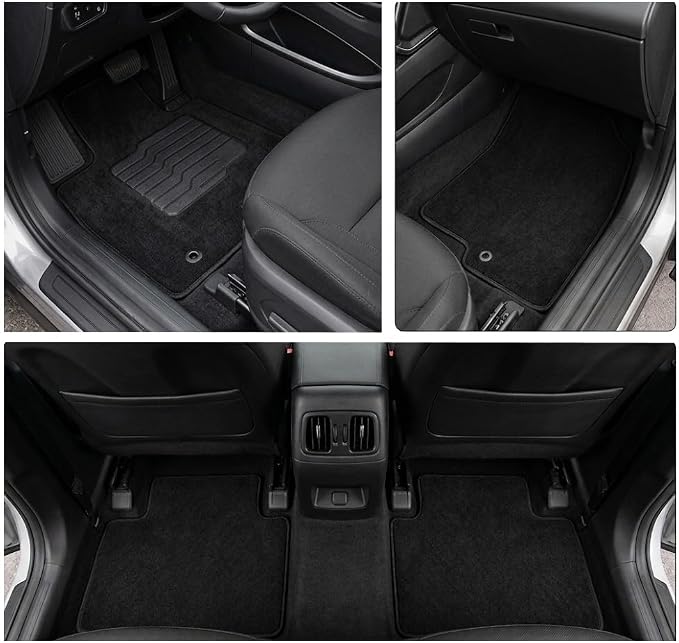 ecoMats Carpet Floor Mats Custom Fit for 2022 to 2026 Hyundai Tucson with Non-Slip Driver Heel Pad and Safety Holes, Front and Rear, Black (Not Fit for PHEV/Electric Models)