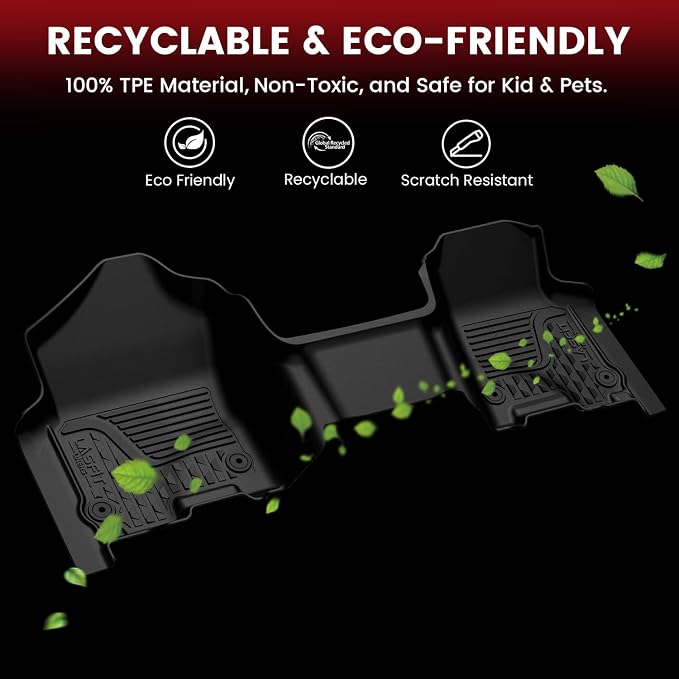 LASFIT Floor Mats for 2002-2008 Dodge Ram 1500 Quad Cab, 2003-2009 for 2500/3500 Bench Seating, Not Fit Have 4X4 Shifter, All Weather TPE Custom Fit Car Mats Floor Liners 1st & 2nd Row, Black