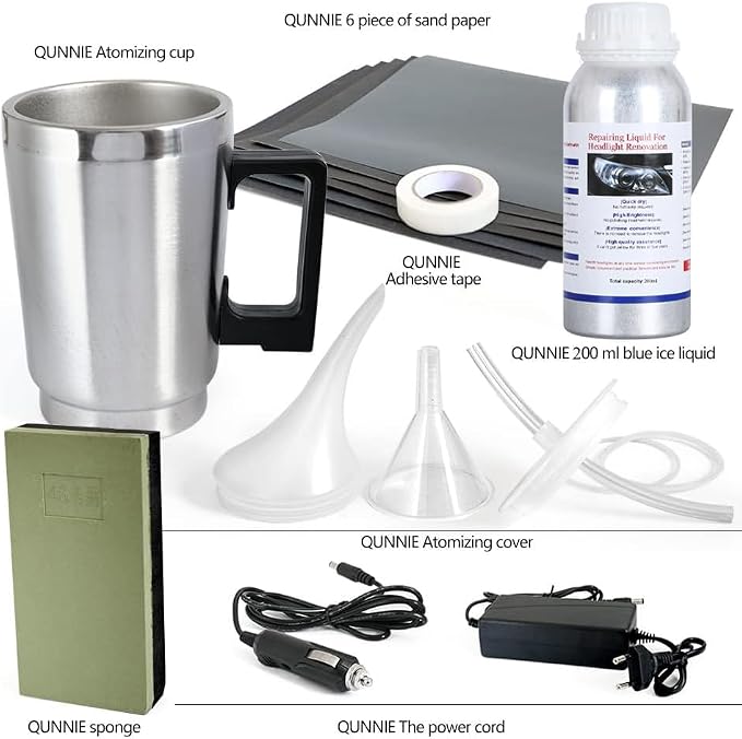 Car Headlight Repair Kit Set,Headlight Restoration Kit with 200 ml Repair Fluid for Yellowing, Scratches, Blurring, Cracks