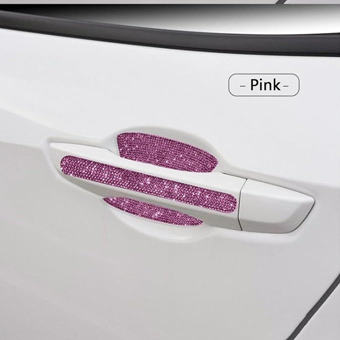 BetterJonny 10PCS Crystal Car Door Scratch Protector, Rhinestone Bling Scratch Protector Stickers for Women and Girls (Pink)