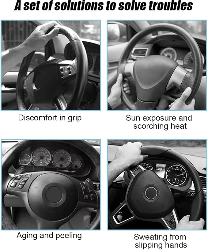Mandark Car Steering Wheel Cover, 15 Inchs Microfiber Leather Non-Slip Vehicle Steering Wheel Protector, Breathable Auto Interior Protection Accessories, Universal for SUV Sedan Truck (Black/Orange)