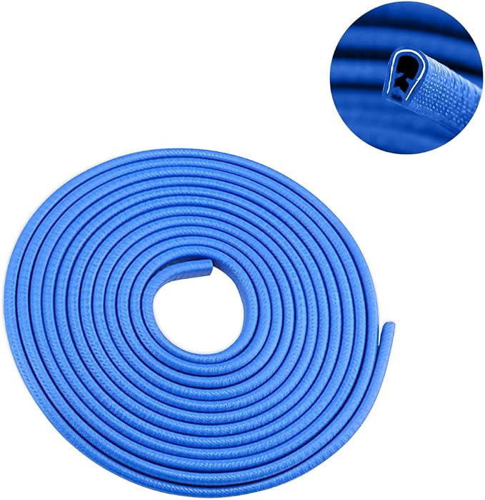Car Door Edge Guards, 32Ft Universal Rubber Seal Protector U Shape Edge Trim Car Door Edge Protection for Most Car, Aluminum Boat Edge Guards (Blue/32FT) | Universal fit, most cars/SUVs/trucks, rubber seal, press-on channel, no glue, check thick strips...