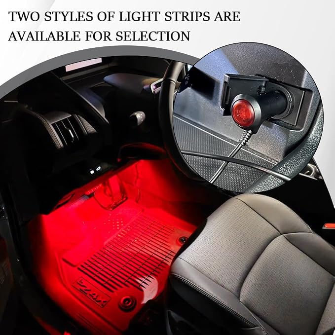 Car LED Strip Light, Car Interior Lights, 12V 24 LED Auto Under Dash Atmosphere Lights with USB Port, Auto Atmosphere Under Dash Lighting Kit for Vehicles (Red, Cigarette Lighter)
