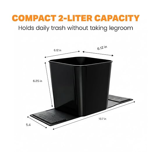 Car Trash Can with Stability Wings – Leakproof Portable Garbage Bin for Fabric & Rubber Mats – Compact Durable Plastic Auto Organizer for Cars, SUVs, Trucks (Mocha, Small)