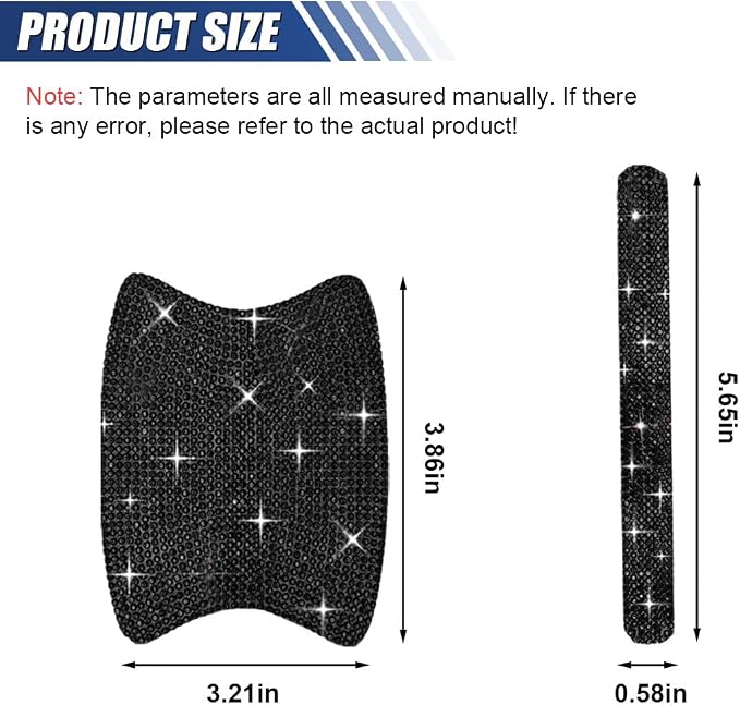 ZIMISI 10PCS Bling Car Door Handle Protector, Crystal Rhinestone Anti-Scratch Car Bowl Decoration Sticker Decal, Universal Auto Exterior Door Protective Covers Accessories for Women (Black)