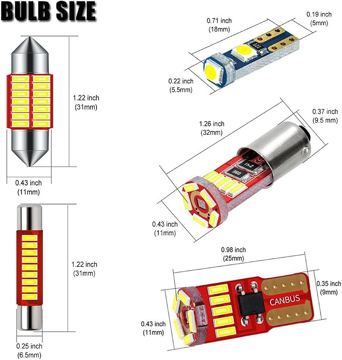 Interior LED Light Kit Compatible with 1996-2002 Toyota 4Runner | Including 13-pc Bulb 12V White 6000k Lighting