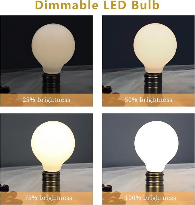 G25 LED Globe Light Bulbs, Dimmable 5W (40W Equivalent) LED Round Bathroom Bulbs, Natural White 4000K, 500LM, E26 Base, CRI90+ Decorative Glass Bulbs for Vanity Makeup Mirror Bedroom, 6 Pack