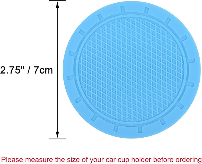 Car Coasters, Wisdompro 4 Pack PVC Car Cup Holder Insert Coaster - Anti Slip Universal Vehicle Interior Accessories Cup Mats for Women(2.75" Diameter, Light Blue)