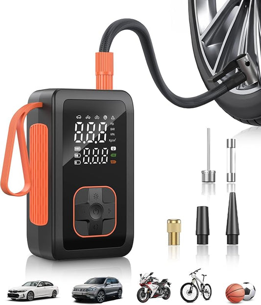 Hafuloky Tire Inflator Portable Air Compressor, 150PSI Cordless Air Pump with Digital Pressure Gauge, Air Compressor with Cigarette Lighter Plug for Cars, Motorcycles, Bicycles, Balls(Black)