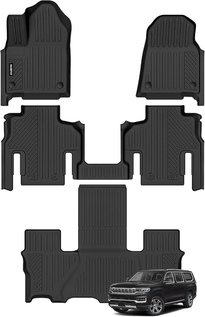 Naibeve Floor Mats for 2026 Jeep Grand Wagoneer 7 Seats | All Weather Floor Mats, 2nd Row Bucket Seats, Not for 8 Seats, Not for Wagoneer S/Not for L Interior Protector accessories