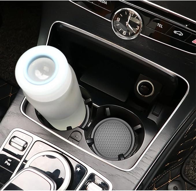 XINLIYA Car Cup Holder Coaster, 4 Pack 2.78 Inch Diameter Non-Slip Universal Insert Coaster, Durable, Suitable for Most Car Interior, Accessory for Women and Men (Gray)
