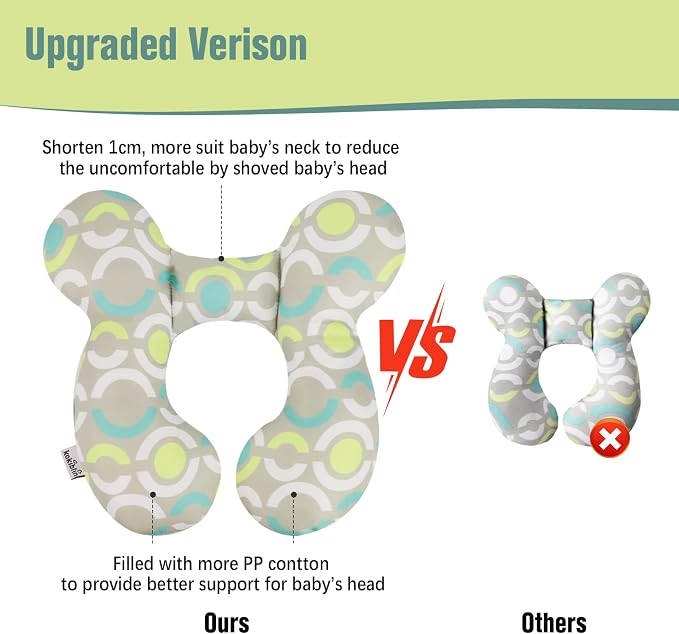 KAKIBLIN Baby Travel Pillow, Upgraded Baby Neck Pillows for Car Seat, Infant Neck Support Pillow for Head and Neck,Newborn Head Support for Car Seat,Pushchair