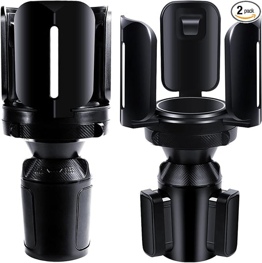 Cup Holder Expander for Car with Adjustable Holder & Base, Compatible with 10-64oz Yeti Ramblers, Hydro Flask, Nalgene, Stanley, Hold 2.9"-5.5" Large Bottles Mugs Food Drink, Car Cup Holder (2 pcs)