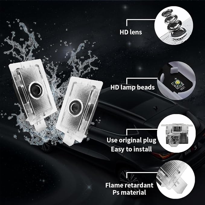 2PCS Non-Fading LED Door Logo Lights Car Accessories HD Welcome lamp Compatible for Charger 2006-Present Projector Ghost Shadow Puddle Courtesy Step Lights (Green Stripe)