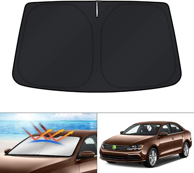 KUST Windshield Sun Shade for 2011-2018 Volkswagen VW Jetta Accessories Sunshade Foldable Window Sun Visor Protector Blocks UV Rays Keep Your Car Cooler