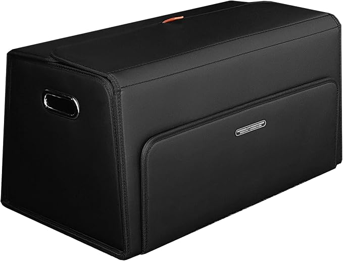 GMQ Double-layer Trunk Organizers for Car,Double Door Car Organizers and Storage Shoes for SUV,Magnetic Lid with Collapsible Storage, Large Capacity for SUV, Truck, MPV (Black, L-21.5×13×12.5 IN)