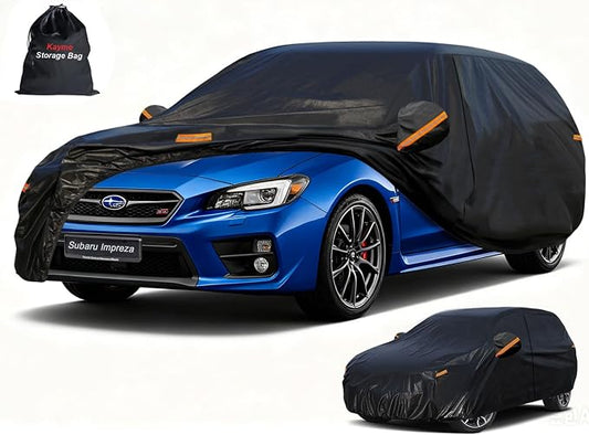 Kayme 7 Layers Hatchback Car Cover Custom Fit for Subaru Impreza (1992-2026), Waterproof All Weather for Automobiles,Rain Sun UV Protection.Black