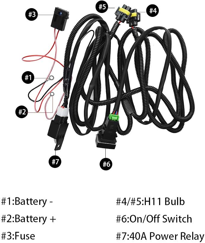 H11 880 881 H9 Fog Light Lamp Wiring Harness Socket Wire Connector with 40A Relay & ON/Off Switch Kits Fit for LED Work Lamp Driving Lights Etc