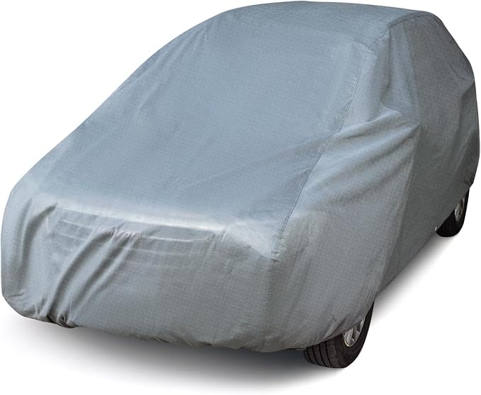 Season Guard SUVs 206" Car Cover, Dustproof Lightweight Indoor & Outdoor | Breathable polypropylene layer, fits SUVs up to 206", includes storage bag & antenna patch, elastic hem for secure fit