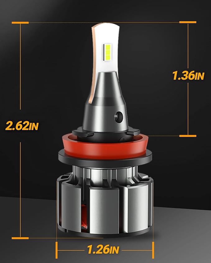 SEALIGHT H11 LED Bulbs, L2 H8 H9 H16 24,000LM Super Brightness 6000K Cool White Bulbs, IP68 Waterproof, Plug and Play, 15000RPM Turbo Fan, 60000Hrs Lifespan, 1:1 Size Driving Bulbs, Pack of 2