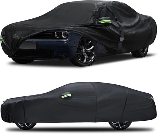 Car Cover Custom Fit for Dodge Challenger 2008-2023,6 Layers Truck Cover Waterproof All Weather for Automobiles,Outdoor Full Exterior Cover,Rain, Sun, Wind Protection,Black