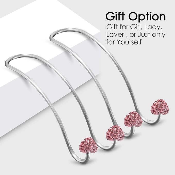 Pink Car Accessories for Women , 2 Pcs Hot Pink Car Decor Hooks for Purses and Bags, Durable Backseat Holder, Cute Heart-Style Heavy-duty Purse Hook Hangers, Storage Universal for SUV Truck & Van