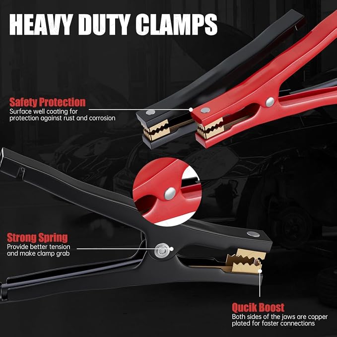 Heavy Duty Jumper Cables for Car Battery, 8 Gauge 12 Feet 600AMP, Automotive Booster Cables for Jump Starting Dead or Weak Batteries, Carrying Bag Included