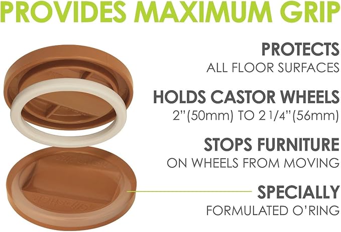 Slipstick CB840 3-1/4 Inch Bed Roller / Furniture Wheel Gripper Caster Cups (Set of 4) Caramel Color,Large