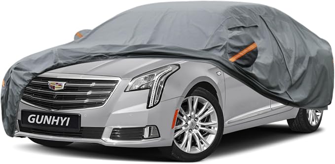 GUNHYI Premium Car Cover Custom Fit Cadillac XTS, 16 Layers Heavy Duty Car Cover Waterproof All Weather with Zipper Door for Sun Rain Snow Dust Uv Protection