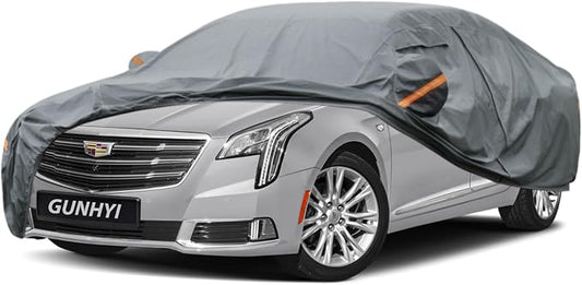 GUNHYI Premium Car Cover Custom Fit Cadillac XTS, 16 Layers Heavy Duty Car Cover Waterproof All Weather with Zipper Door for Sun Rain Snow Dust Uv Protection