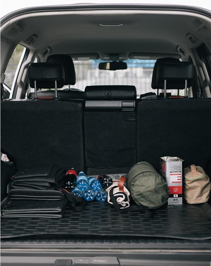 Owleys Trunk Storage 17.7" Collapsible Crate For Groceries, Tools & Travel Gear - Eco-Leather Car Organizer With Magnetic Lid - Practical Birthday Gift For Men (Highway 17)