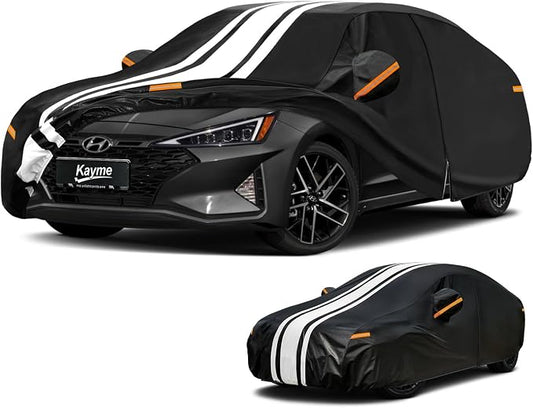 Kayme Hyundai Elantra Car Cover Waterproof All Weather for Automobiles, Custom Fit for Elantra Sedan (1996-2026), Gift with Tape/Towel, Outdoor Full Exterior Cover Rain Snow Sun UV Protection.