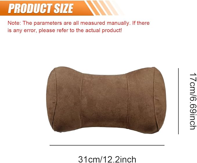 Car Headrest Pillow for Driving - Memory Foam Soft Automotive Neck Support Pillow Cushion with Adjustable Strap - Comfortable Car Seat Headrest Pillow for Neck Pain Pressure Relief (Brown)