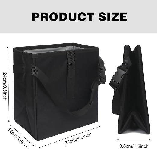 Homelove Car Trash Can, Leak-Proof Waterproof Trash Bin Collapsible Portable Auto Garbage Bag Large Capacity Trashcan Storage Bag Multipurpose Car Organizer Hanging (Black)