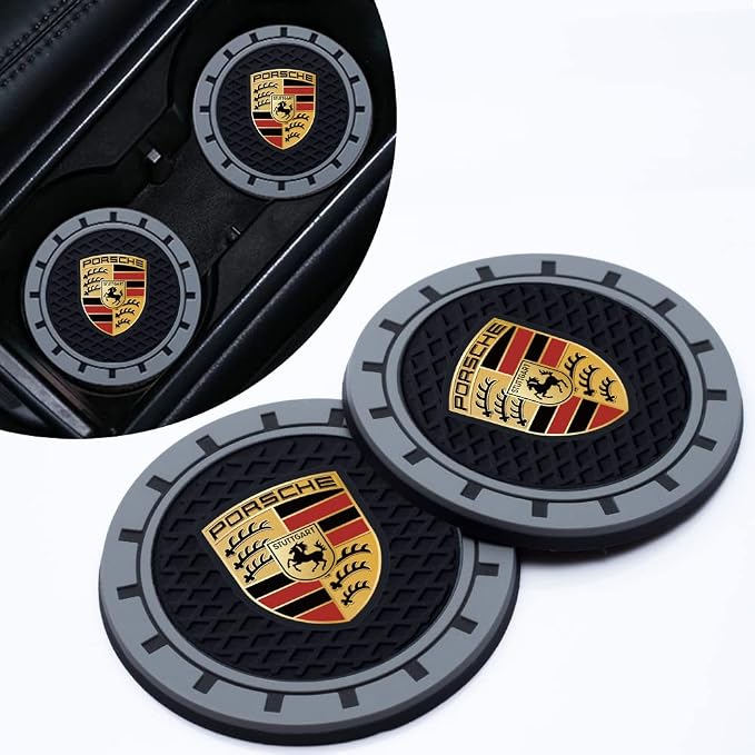 Car Cup Holder Coaster Compatible with Porsche Panamera Cayenne Macan Boxster Taycan Cayman 718 911, Auto Cup Holder Insert Coaster, 2PCS