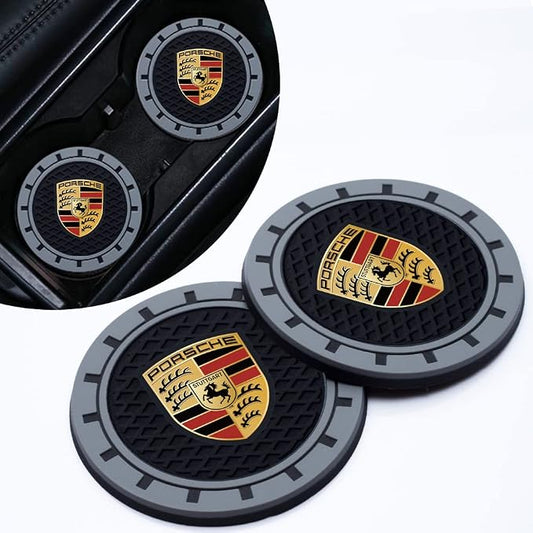 Car Cup Holder Coaster Compatible with Porsche Panamera Cayenne Macan Boxster Taycan Cayman 718 911, Auto Cup Holder Insert Coaster, 2PCS