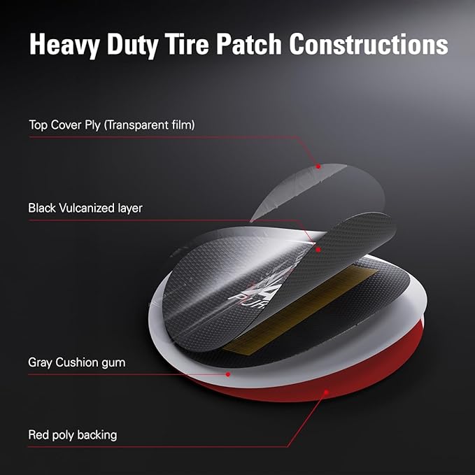 CKAuto 80 PCS All Purpose Tire Repair Patch Kit Heavy Duty 2-1/4"/(60mm), Tire Plug Repair Kit Flat for Car Van Truck Bus Motorcycle and Inner Tire, Round Dia 2-1/4"/(60mm)